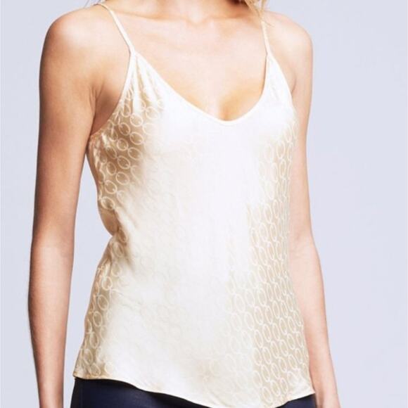 L'Agence Lexi Silk Blend Chain Link Print Camisole Gold V-Neck XS NWT - Picture 8 of 15